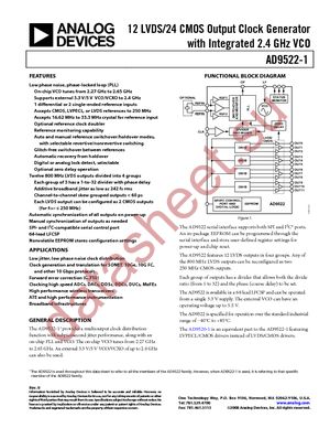 AD9522-1BCPZ-REEL7 datasheet  